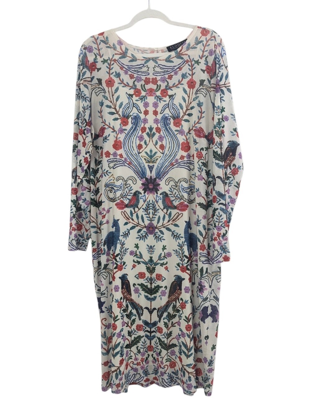 Eloquii Mesh Floral & Animal Print Boho Long Sleeve Midi Dress Size 18